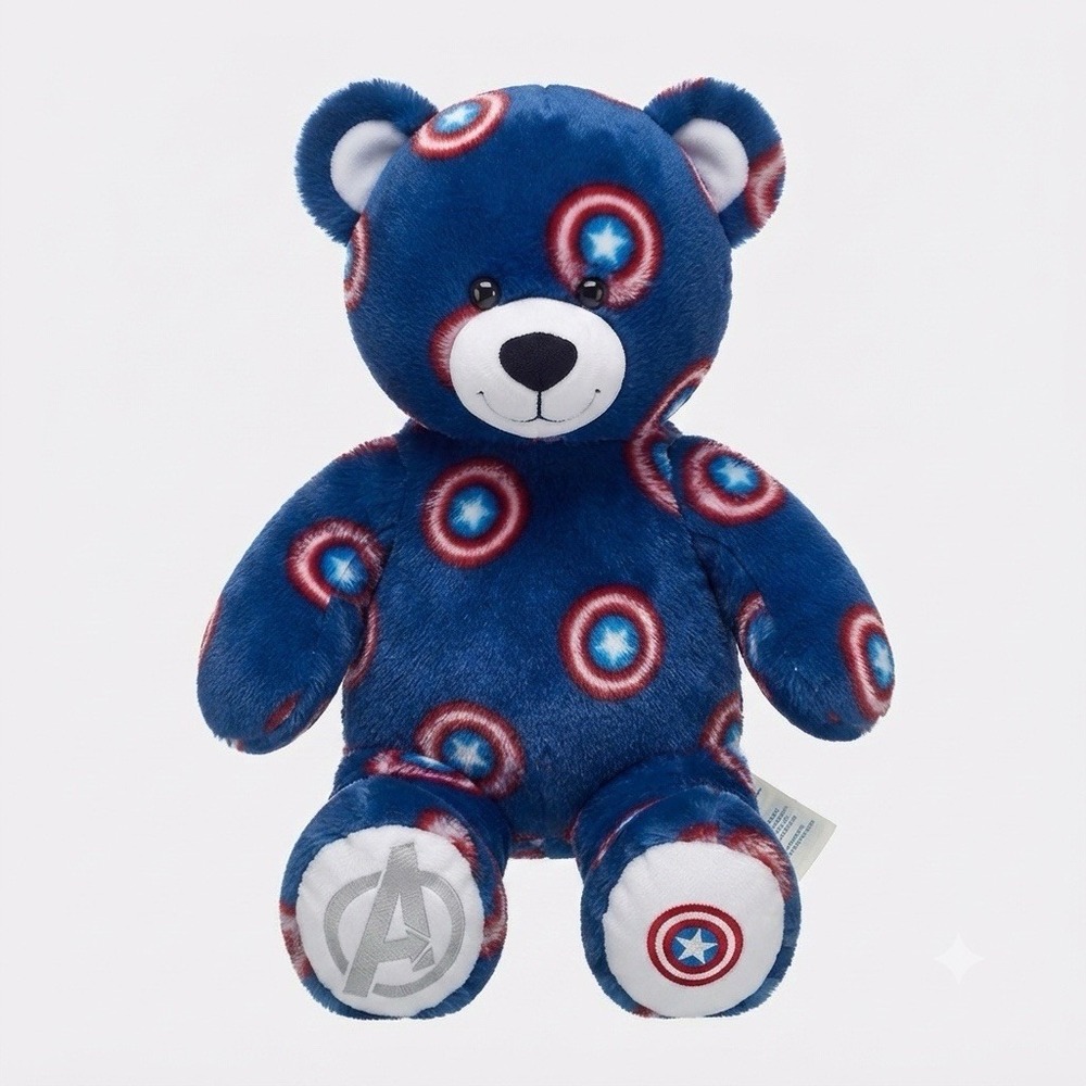 Build-A-Bear Captain America Teddy Bear Plush Marvel Avengers Shield Print Toy